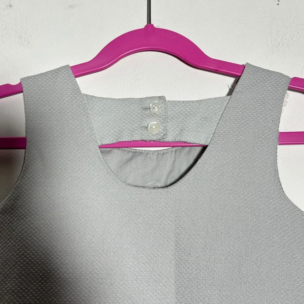 Jillian's Closet Girls 4T Grey Textured Dress Lace Collar Pockets Button Back